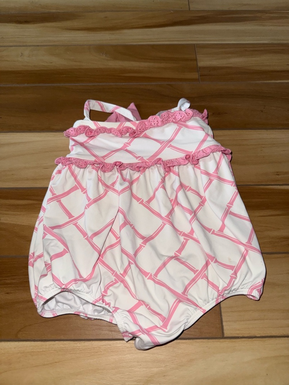 The Beaufort Bonnet Company White & Pink Ruffle Baby Romper